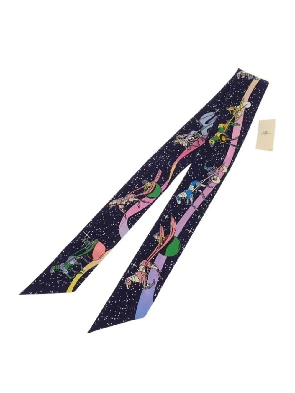 Hermes Twilly Space Scarf Silk Navy Marine Rose